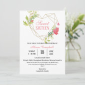 Invitation Moderne rose rose floral doux 16 Anniversaire (Debout devant)