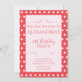 Invitation moderne rose rouge pour une fête d'anni (Devant)
