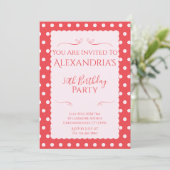 Invitation moderne rose rouge pour une fête d'anni (Debout devant)