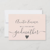 Invitation Moderne rose rousse être ma marraine baptême (Devant)