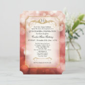 Invitation Moderne Rose scintillante Bokeh Étincelle Quincean (Debout devant)