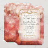 Invitation Moderne Rose scintillante Bokeh Étincelle Quincean (Devant / Derrière)