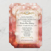 Invitation Moderne Rose scintillante Bokeh pour Quinceanera (Devant / Derrière)