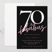 Invitation Moderne rose script 70 Anniversaire exceptionnel (Devant / Derrière)