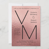 Invitation Moderne Rose simple Gold Faux Foil Initiales Maria (Devant)