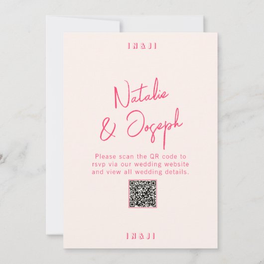 Invitation Moderne rose Whimsical brillant QR Code Mariage am (Dos)