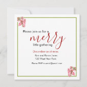 Invitation Moderne Rouge Vintage Merry Poinsettia Appartement (Dos)