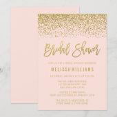 Invitation Moderne rougissent la Fête de la mariée rose de (Devant / Derrière)