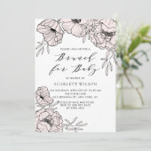 Invitation Moderne rougissent l'invitation de brunch de baby (Debout devant)