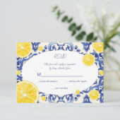 Invitation moderne RSVP La Dolce vita citron (Debout devant)