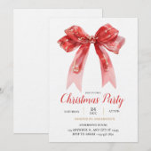 Invitation moderne ruban rouge Noël (Devant / Derrière)