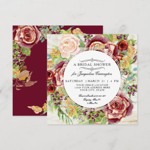 Invitation Moderne Russe Floral Automne Fête des mariées roug
