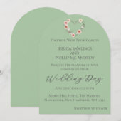 Invitation Moderne Russe Floral Mariage vert doux (Devant / Derrière)