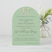 Invitation Moderne Russe Floral Mariage vert doux (Debout devant)