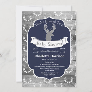 Invitation Moderne Rustique Baby shower de cerfs et de bois g