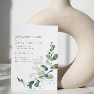 Invitation Moderne Rustique Botanique Vert Eucalyptus Mariage