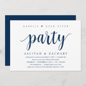 Invitation Moderne Rustique Cute Navy Bleu, Elopement Mariage (Devant / Derrière)