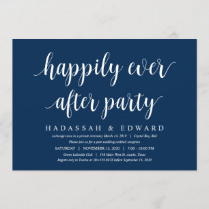 Invitation Moderne Rustique Cute Navy Bleu, Elopement Mariage
