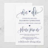 Invitation Moderne rustique de calligraphie marine coeur nous (Devant / Derrière)