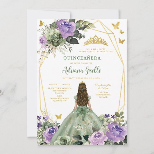 Invitation Moderne Rustique de Quinceanera (Devant)