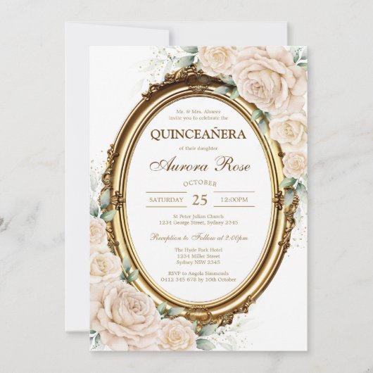 Invitation Moderne Rustique de Quinceañera (Devant)