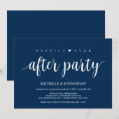 Invitation Moderne Rustique, écriture Bleu Marine, Mariage en (Devant / Derrière)