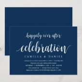 Invitation Moderne Rustique, Écriture Bleu Marine, Mariage en (Devant / Derrière)