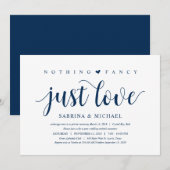Invitation Moderne Rustique, Écriture Bleu Marine, Mariage en (Devant / Derrière)
