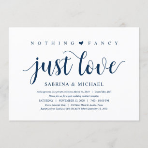 Invitation Moderne Rustique, Écriture Bleu Marine, Mariage en