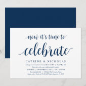 Invitation Moderne Rustique, Écriture Bleu Marine, Mariage en (Devant / Derrière)
