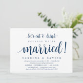 Invitation Moderne Rustique, Écriture Bleu Marine, Mariage en (Debout devant)