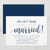Invitation Moderne Rustique, Écriture Bleu Marine, Mariage en (Devant / Derrière)