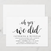 Invitation Moderne Rustique, Écriture Noire, Fuite de Noces (Devant / Derrière)