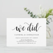 Invitation Moderne Rustique, Écriture noire, Mariage en fuite (Debout devant)