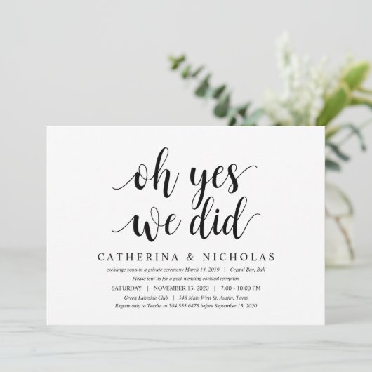 Invitation Moderne Rustique, Écriture Noire, Mariage en Intim (Debout devant)