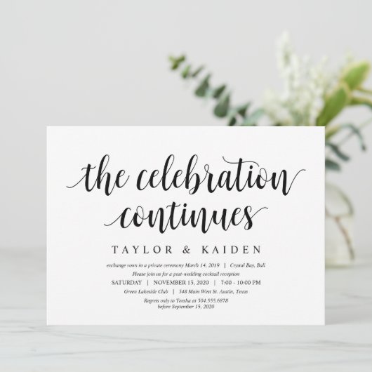 Invitation Moderne Rustique, Écriture Noire, Mariage Intime (Debout devant)