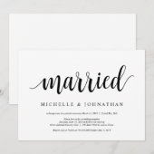 Invitation Moderne Rustique, Écriture Noire, Mariage Intime (Devant / Derrière)
