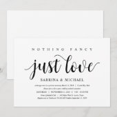 Invitation Moderne Rustique, Écriture Noire, Mariage Intime (Devant / Derrière)