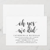 Invitation Moderne Rustique, Écriture Noire, Mariage Intime (Devant / Derrière)