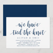 Invitation Moderne Rustique Élégant, Mariage Intime Bleu Mari (Devant / Derrière)