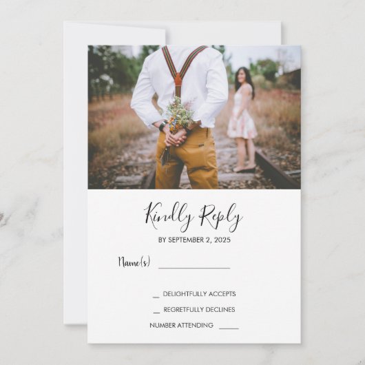 Invitation Moderne rustique élégant photo mariage RSVP (Devant)
