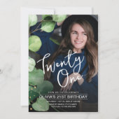 Invitation Moderne rustique élégant vingt et un photo de 21 a (Devant)