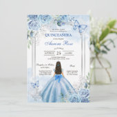 Invitation moderne rustique florale pour Quinceane (Debout devant)