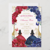 Invitation moderne rustique florale pour Quinceane (Devant)