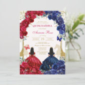 Invitation moderne rustique florale pour Quinceane (Debout devant)