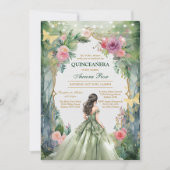Invitation moderne rustique florale pour Quinceane (Devant)