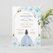 Invitation moderne rustique florale pour Quinceane (Debout devant)