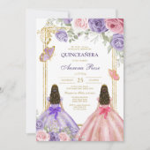 Invitation Moderne Rustique Florale pour Quinceane (Devant)