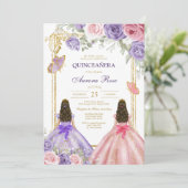Invitation Moderne Rustique Florale pour Quinceane (Debout devant)