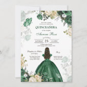Invitation moderne rustique florale pour Quinceane (Devant)